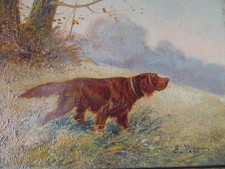 EUGENE PETIT HST CHIEN DE CHASSE  SETTER  ? TABLEAU ANCIEN CADRE
