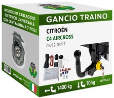 Attelage Démontable Verticale Citroën C4 AIRCROSS Tout terrain 2-4X4 12-17 7p