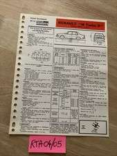 Fiche technique automobile Renault 18 Turbo D 84 + type 2 édition 1984 RTA R18