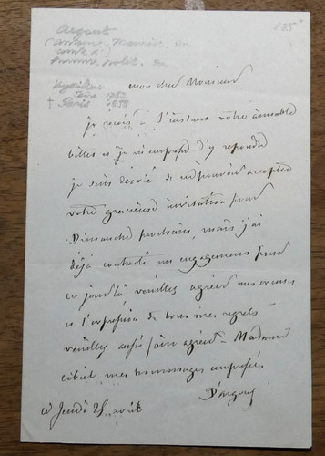 Lettre autographe comte - lettre,