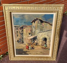 Tableau ancien signé.  La Vieille Maison  Peinture huile sur panneau D'isorel 