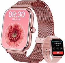 Montre Connecté Rose Acier Inoxydable Écran HD Traqueur Fitness 100 Modes Sports