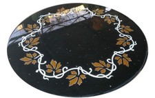 24 " Noir Table Top Centre Incrustation Art Handmade Travail Pièce Jardin Décor