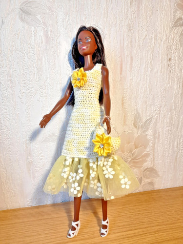 Robe crochet tulle - et,