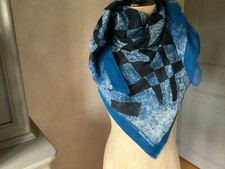 Authentique SONIA RYKIEL Grand Foulard   Echarpe Étole SONIA RYKIEL bleu