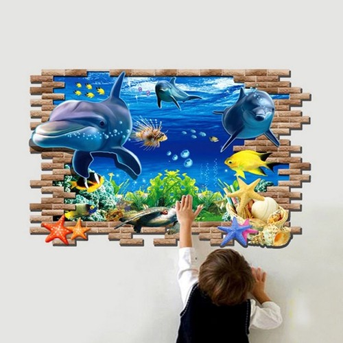 Blue ocean mur sticker - 3d,