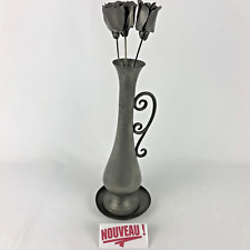 ➜Sublime Soliflore/vase avec roses en étain ancien fait main de France