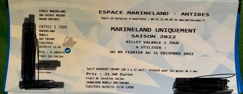 Billet place marineland - /,