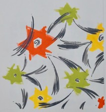 Atelier TESTEMALE - Peinture originale - Gouache - Projet de tissu 1076