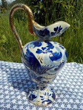 Hubert Bequet vase pichet céramique décor oiseau bleu modèle 274