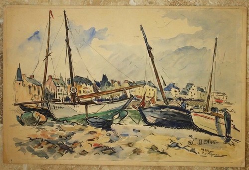 Aquarelle 1933 pouliguen - aquarelle,