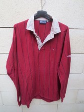 Polo EDEN PARK bordeaux Trophée 2003 Equipement Technique rayé L rugby shirt