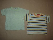 Lot de 2 t-shirts rayés manches courtes Tissaïa+Auchan bébé garçon 6 mois - neuf