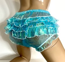 culotte T38/40 organza bleu brillant doublée pvc fesses froufrou adult baby 477!