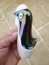 SALIERE COQ EN CERAMIQUE A REFLETS METALLIQUES VERCERAM A BAGNOLET  1960'S