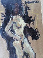 Jef FRIBOULET ( 1919-2003)-Fécamp-Normandie-huile-femme-nu-cadre 