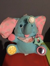 Peluche Doudou Elephant PLAYSKOOL Bleu Activité  Miroir Bruissement Papier TTBE