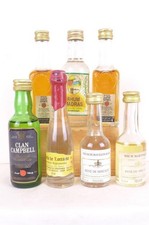 3 cl alcools divers lot de 7 mignonnettes alcool années 80