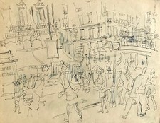 Charles Bégo (élève Gen Paul) - Dessin original - Encre - Paris, Montmartre 1