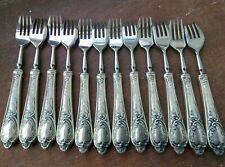 12 FOURCHETTES A HUITRES OU GATEAUX MANCHE ARGENT  100 MILLIEME