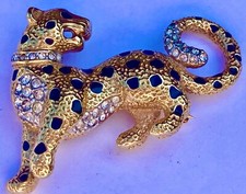 broche leopard Plaqué or signée A&S pour Attwood & Sawyer  vintage Brosche