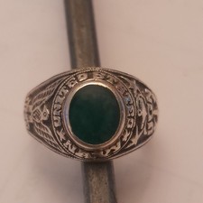 Chevalière argent, bague américaine US Army avec Aigue marine 