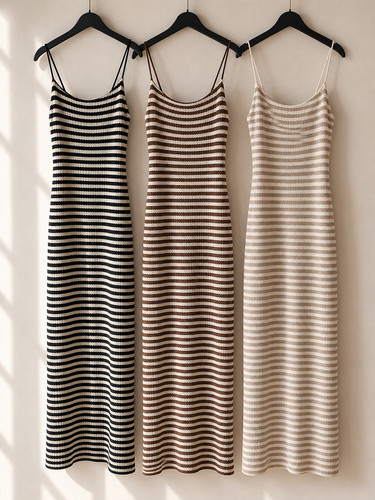 Robe longue femme rayée - robe,