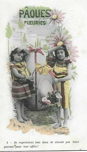 Old postcard easter flowers - easter,