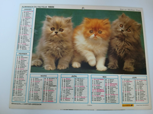 Calendrier almanachs poste - calendrier,
