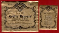 44/1 Etiquette CÔTES DU RHÔNE COSTES ROUSSES 1983 Carte d'or TULETTE Rhone label