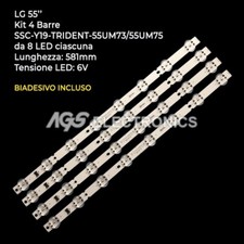 KIT 4 BARRES BANDES 8 LED TV LG SSC-Y19-TRIDENT-55UM73 / 55UM75 EAV64592001