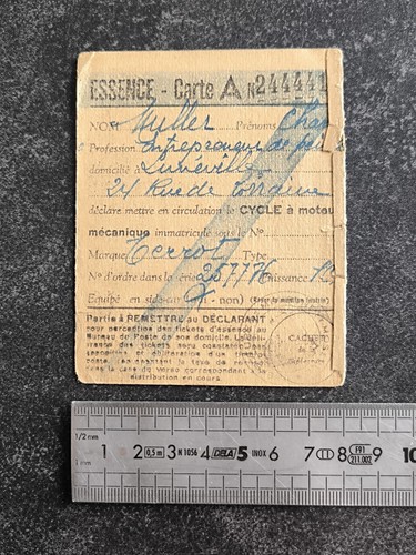 Rare carte essence 1940 - carte, cycle