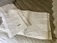 ensemble drap et 2 taies d'oreiller métis années 60