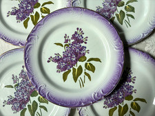 Faïence opaque de Gien fin XIX ème 6 Assiettes à Dessert  Fleur de Lilas - lot A