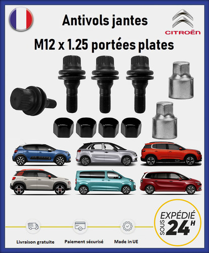 Ecrous antivol roues noir - antivol,