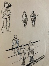 Beau Dessin Lavis Encre Couple