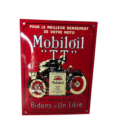 Plaque émaillée mobiloil - plaque,