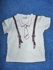 T-shirt blanc manches courtes dessin cravatte et bretelles bébé garçon 12 mois