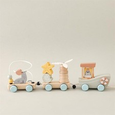 Train à empiler en bois à tirer pour garçons et filles de 12 mois et plus