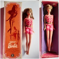 BARBIE VINTAGE Twist' n turn TNT Light blonde with box green belt 1968