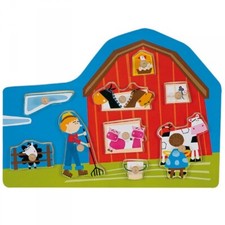 Adorable, Coloré Puzzle en Bois " Ferme " Avec 9 Pièces, à Partir De 3 Ans
