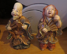 Deux Anciennes Figurines Magot porcelaine biscuit émaillée Japon satsuma