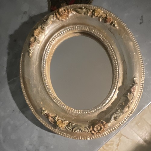Miroir mural rond doré - ,, cadre