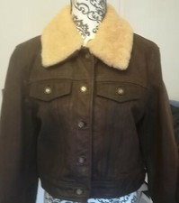 Veste blouson femme "REDSKINS" cuir nubuc epais col amovible t 40 42 L etat neuf