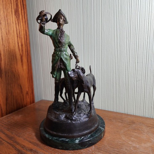 Bronze hunter with horn - hunter, &