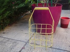 porte bouteilles ancien en métal et plastique jaune année 50