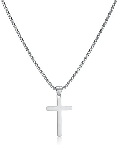 Collier croix argent acier - argent,