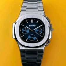 chronographe seiko mod quartz bleu foncé