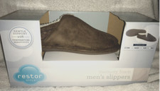 Restor Style Men Memory Foam Slipper  brown size small shoe size 6-7