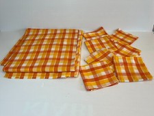 Oct20 -- SUPERBE NAPPE RECTANGULAIRE  Orange An 70's 1970 VINTAGE Authentique !!